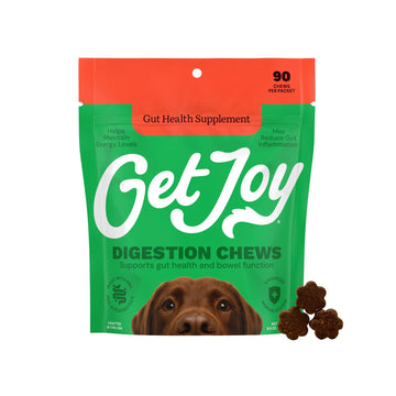 Get Joy Digestion Chews, Gut Health Supplement for Dogs, Vet Recommended Soft Daily Digestive Health & Immune Support with Prebiotics, Probiotics & Postbiotics, Made in USA, 90 Count Get JoyAu supplements
