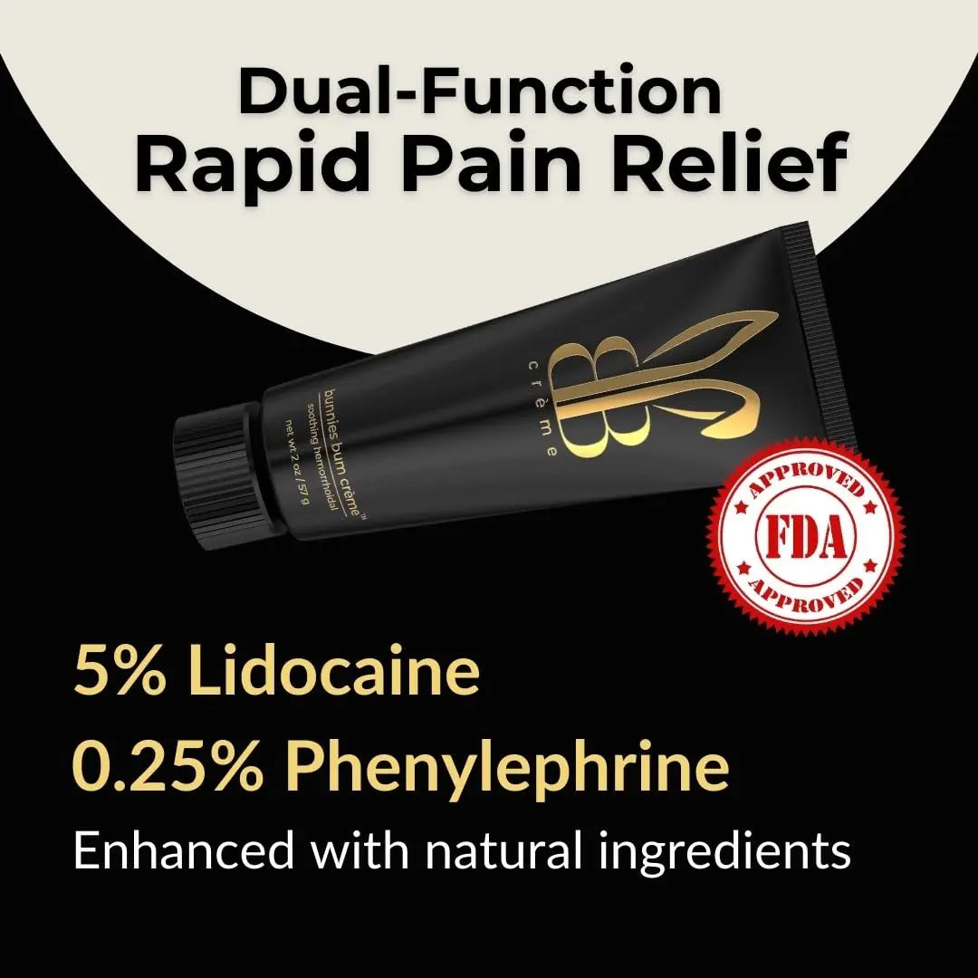 BUNNIES BUM CRÈME 5% Lidocaine Rapid Hemorrhoid Soothing Cream, 2 oz, Maximum Strength for Fast Acting for Pain, Burning, Itching, Swelling & Discomfort. BUNNIES BUM CRÈMEAu supplements