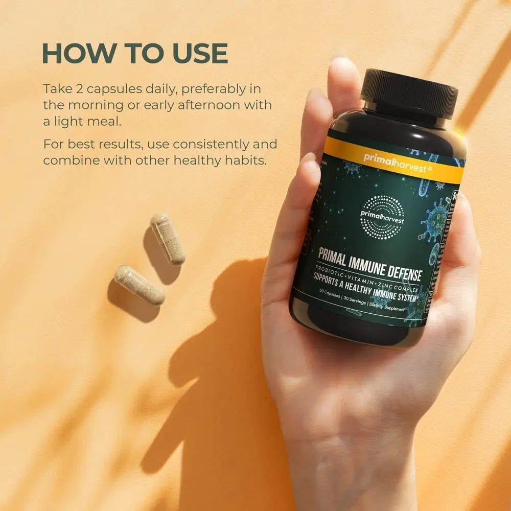Primal Harvest Primal Immune Defense: 10-in-1 Immune Support with Probiotics, Zinc, Vitamins C, B6, D3 & K2 Primal HarvestAu supplements