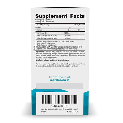 Nordic Naturals Ultimate Omega, Lemon Flavor - 90 Soft Gels - 1280 mg Omega-3 - High-Potency Omega-3 Fish Oil Supplement with EPA & DHA Nordic NaturalsUS supplements