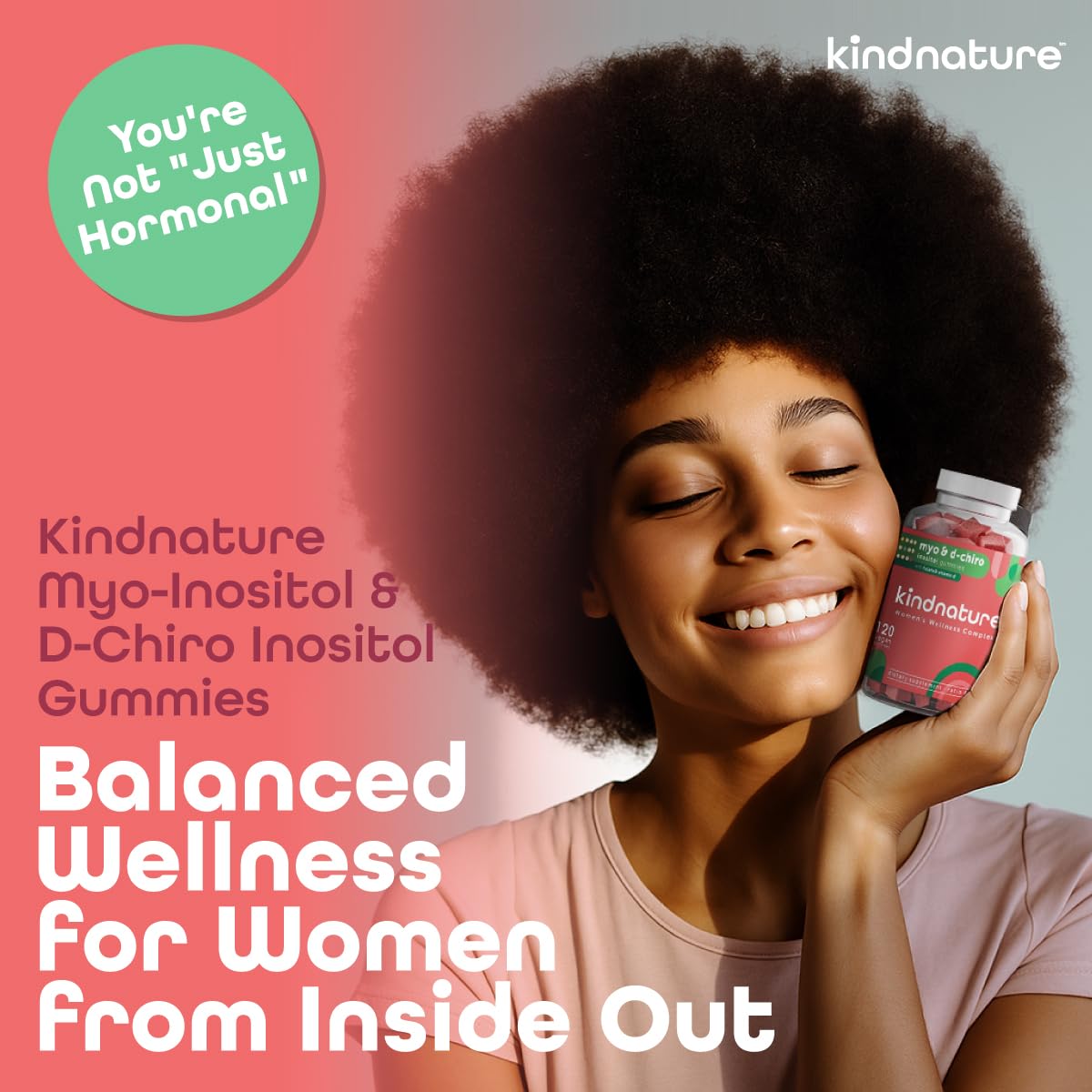 kindnature Myo-Inositol & D-Chiro Inositol Gummies for Women – 2000mg + 50mg, Ideal 40:1 Ratio – with Vitamin D & Folate – Hormone Balance Support – Vegan, Watermelon Flavor (120 Gummies) kindnatureAu supplements