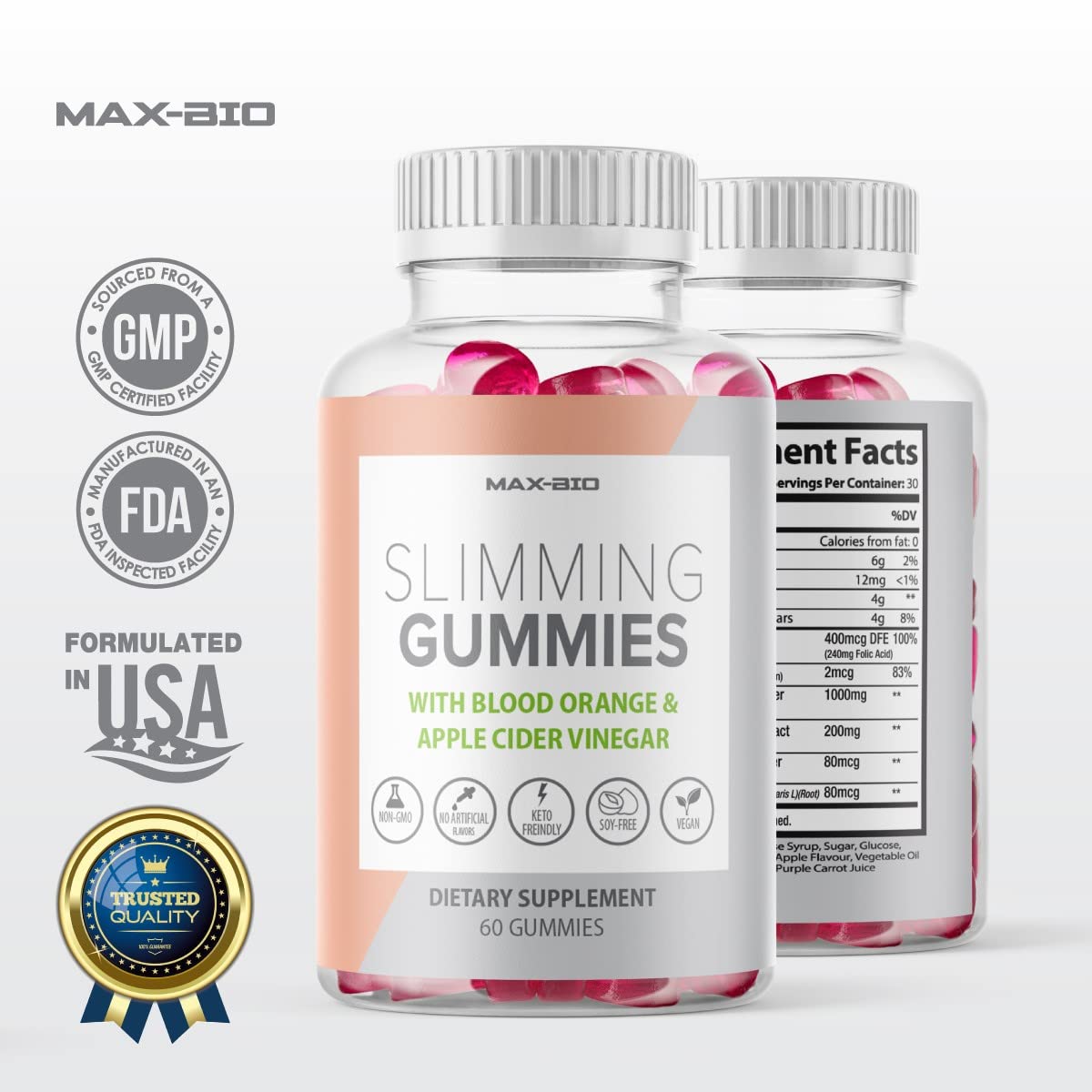 Max-Bio Slimming Gummies It Works with Apple Cider Vinegar and Sicilian Blood Orange Extract Max-BioUS supplements