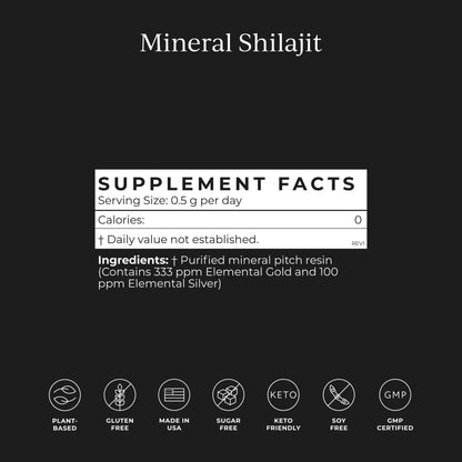 CYMBIOTIKA Pure Himalayan Shilajit Resin 500mg - 84+ Trace Minerals, High Potency with Elemental Gold & Fulvic Acid - for Energy, Focus, Immune & Digestive Support - Authentic Shilajit Resin CYMBIOTIKAUS supplements