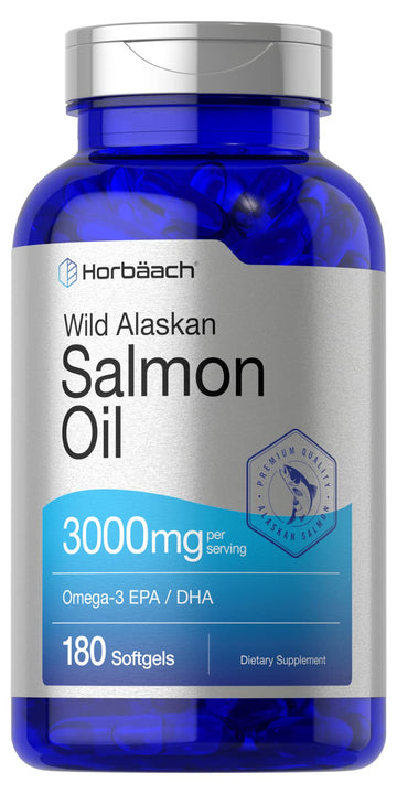 Wild Alaskan Salmon Fish Oil | 180 Softgel Capsules | Gluten Free, Non-GMO | High Potency HorbäachAu supplements