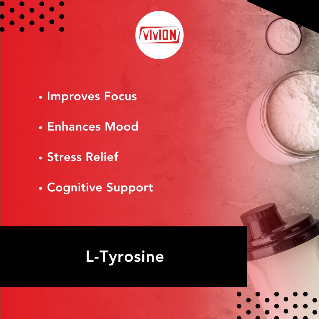 L-Tyrosine Powder 1000 Grams - Nootropic & Sports Nutrition Amino Acid - Powdered for Cognitive, Mood & Stress Support Tablet Capsule Formulations - 1 kg (2.2 lb) VivionAu supplements