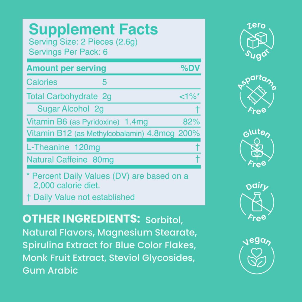 Neuro Energy & Focus Mints - Sugar Free Breath Mints with 40mg Natural Caffeine, B Vitamins & L-Theanine - Vegan Brain Supplement for Exercise, Study & Daily Focus - Peppermint, 12 ct NeuroAu supplements
