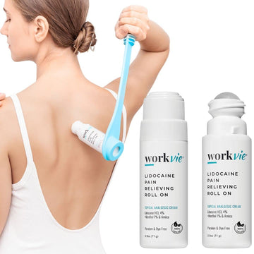 Workvie Lidocaine Pain Relief Roll On 2 Pack & Easy Reach Applicator Tool – Fast Acting Topical Lidocaine Maximum Strength with Arnica Montana & Aloe Vera for Muscles, Joints, Back, Neck & Feet WorkvieAu supplements