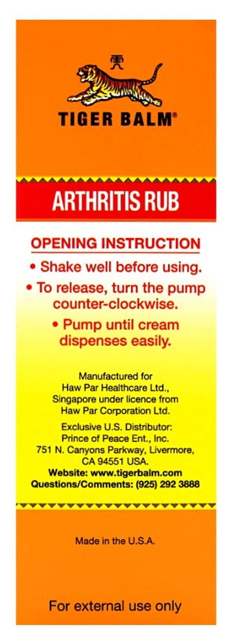 Tiger Balm Arthritis Rub, 4 Ounce -- 3 per case. Tiger BalmAu supplements