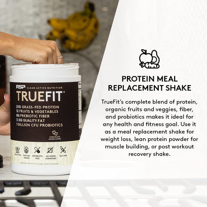 TrueFit Meal Replacement Shake Protein Powder, Grass Fed Whey + Organic Fruits RSP NUTRITIONUS supplements
