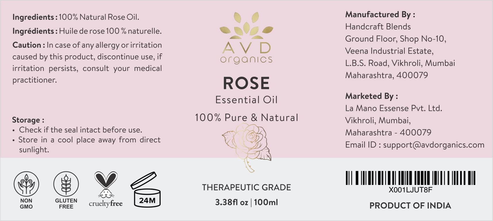 AVD Organics Rose Essential Oil for Diffuser - Premium Quality Therapeutic Grade Rose Oil AVD ORGANICSAu supplements