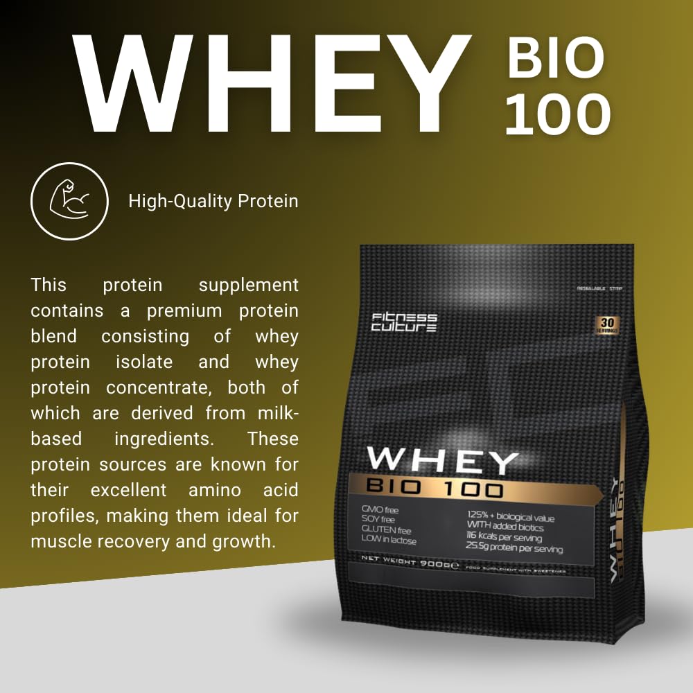 Fitness Culture Whey Bio 100 Whey Protein Powder with Pre and Pro Biotics Raspberry Flavour My StoreAu supplements