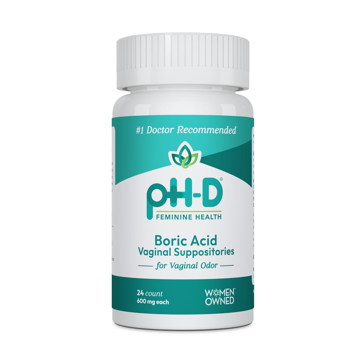 pH-D Feminine Health - 600 mg Boric Acid Suppositories - Woman Owned - for Vaginal Odor Use - 24 Count pH-D Feminine Health SupportUS supplements
