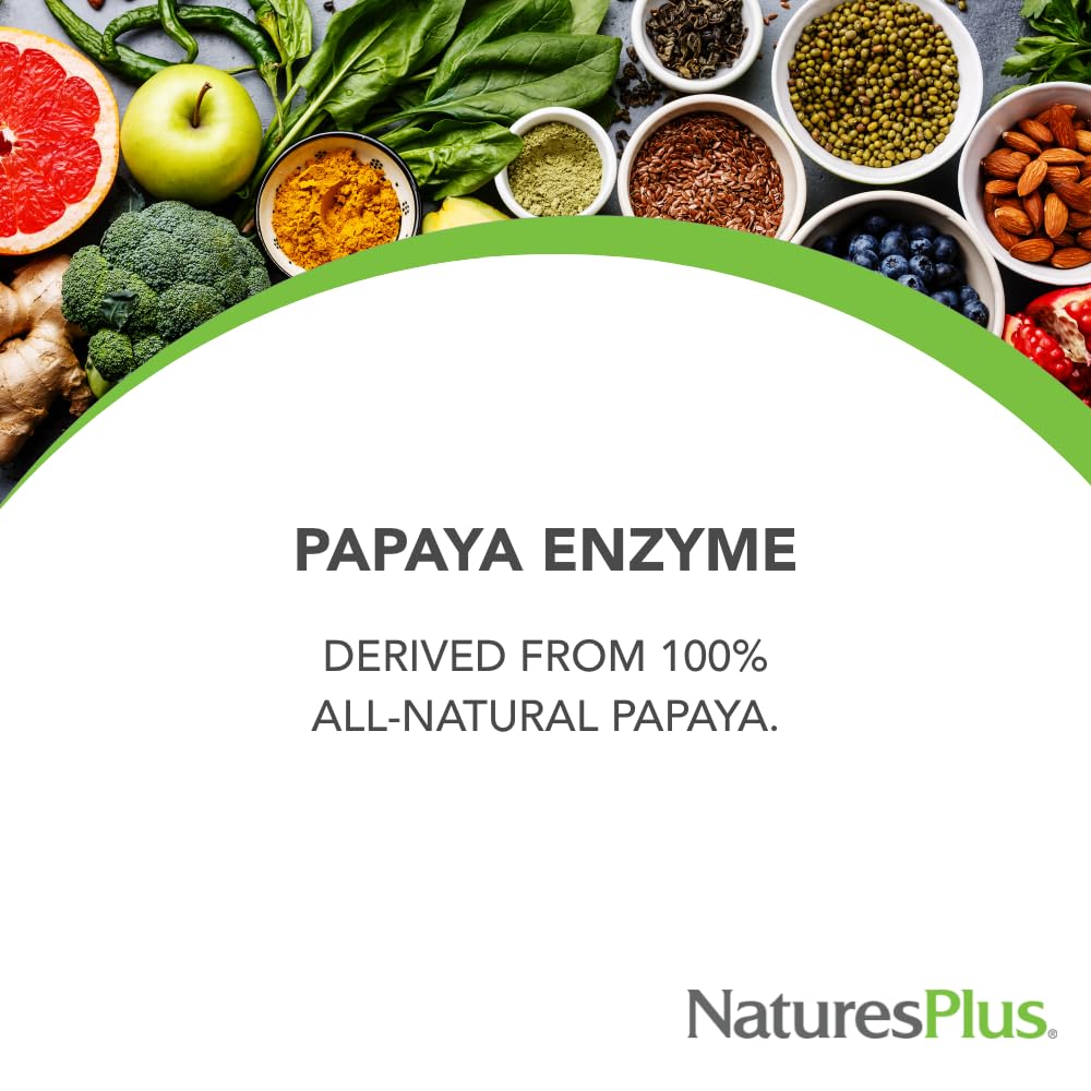 NaturesPlus Papaya Enzyme - 180 Chewable Tablets - Digestive Aid Supplement with Amylase & Protease - Helps Reduce Gas, Bloating, Stomach Upset & Discomfort - Vegan, Gluten Free - 180 Servings NaturesPlusAu supplements