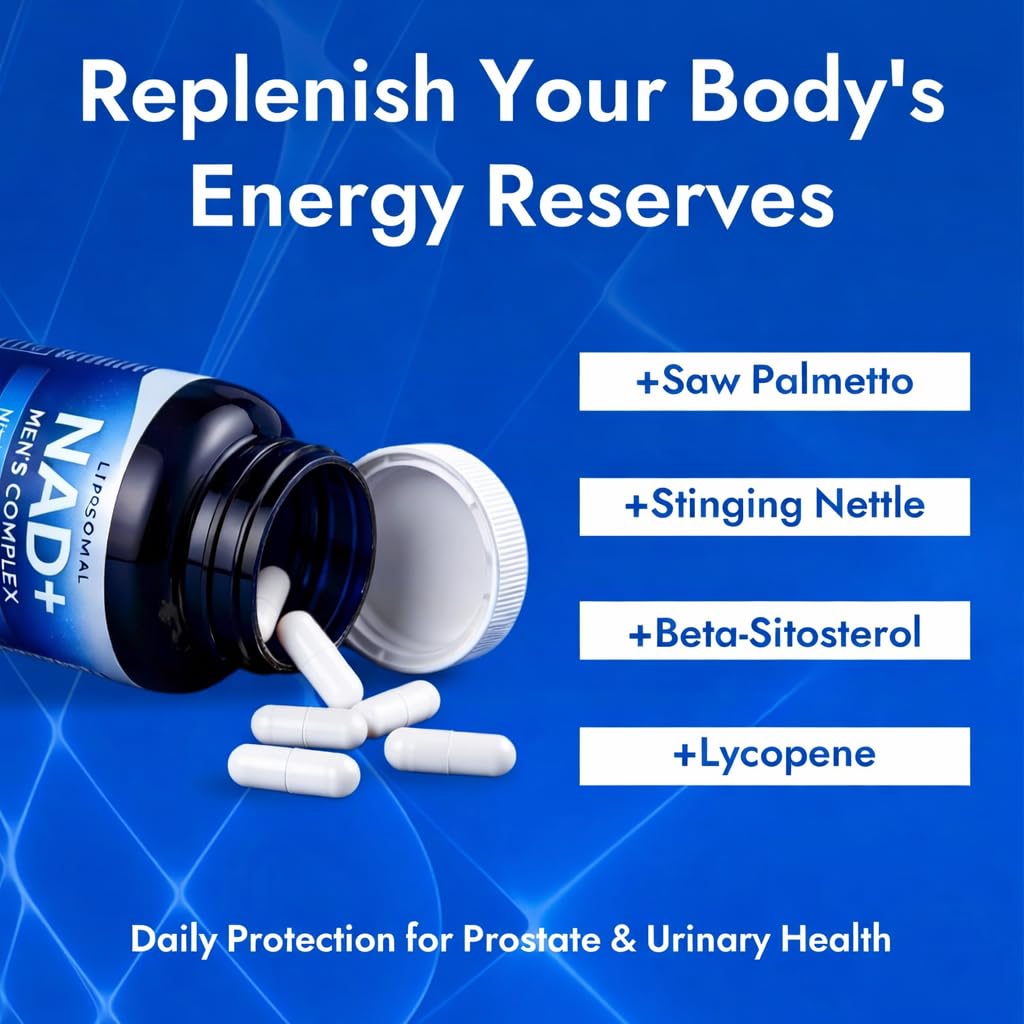 Aureph Vantique Men's NAD+ Supplement with Resveratrol, CoQ10, L-Citrulline & Lycopene - Nitric Oxide Support, Prostate Care, Anti-Aging, Stamina & Cellular Energy Boost 60 Capsules AurephAu supplements