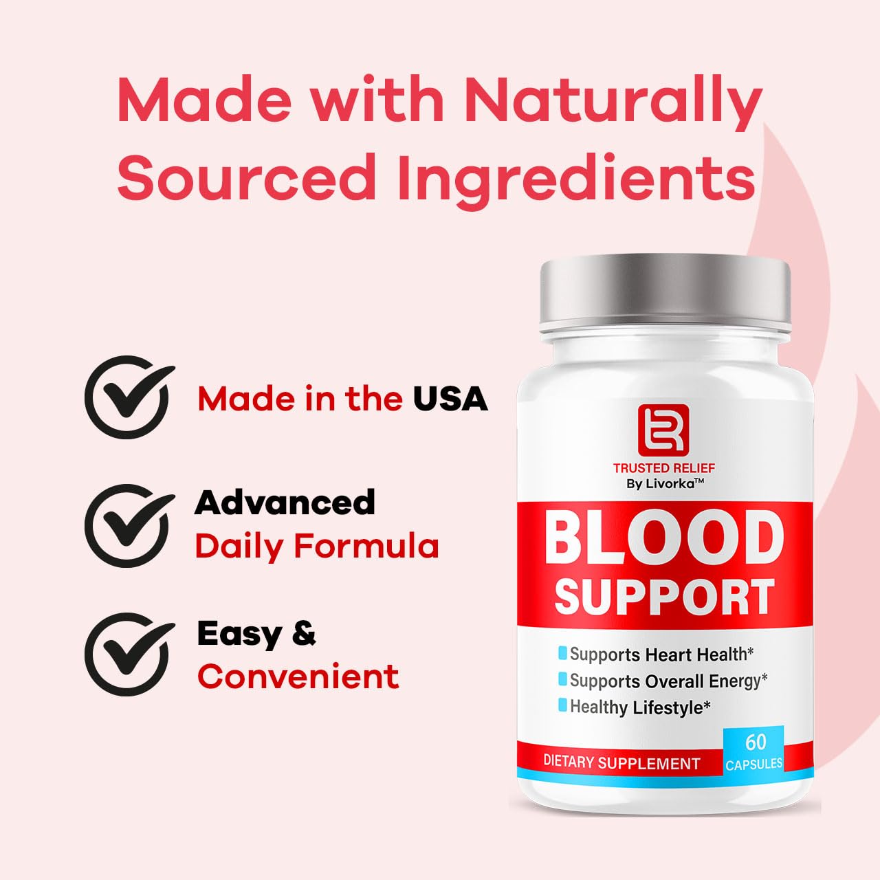 (2 Pack) Trusted Relief Blood Support Capsules - Official TrustedRelief Blood Support Vitamin Pills, Natural Trusted Relief Advanced Premium Formula Wellness & Overal Health, 120 Capsules For 2 Months LIVORKAAu supplements