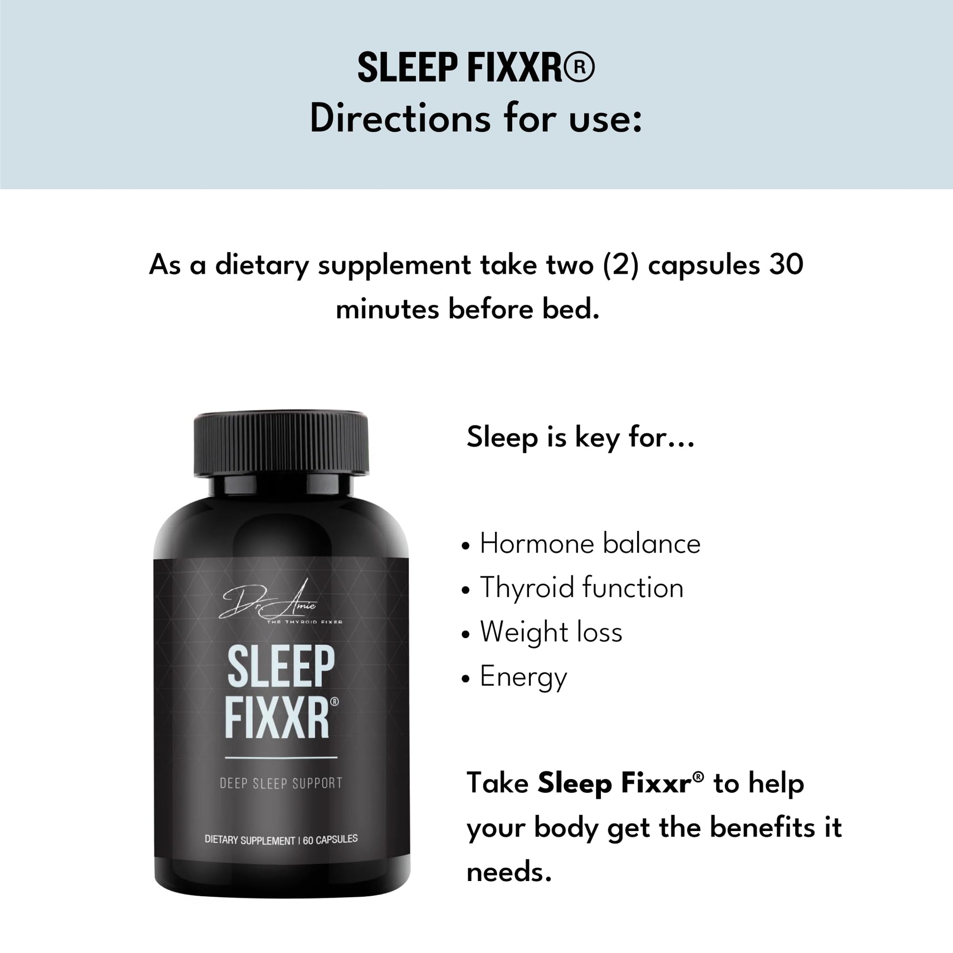 Fixxr Sleep Support by Dr. Amie | with Melatonin, Inositol, and Magnesium | 30 Day Supply, 60 Capsules FixxrAu supplements