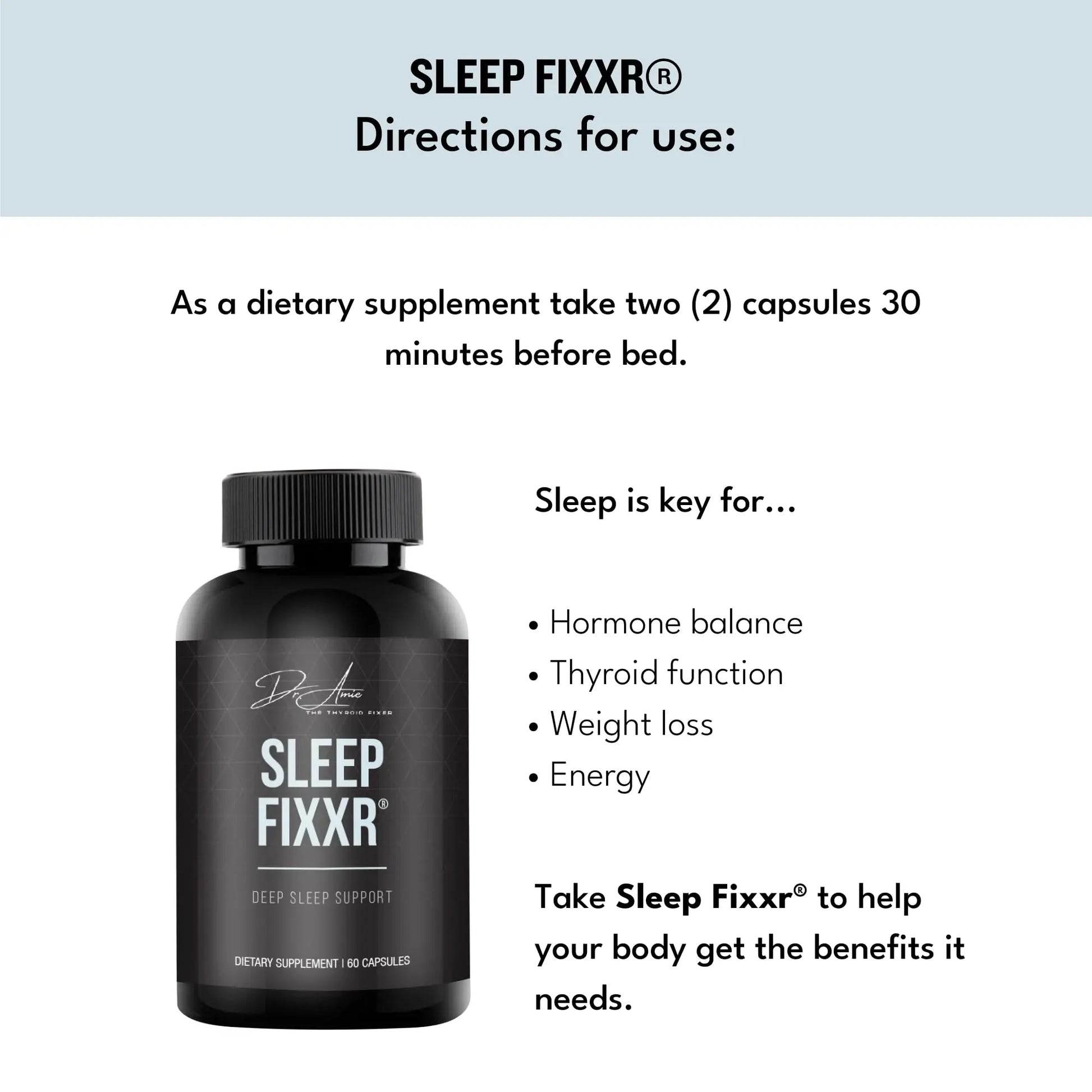 Fixxr Sleep Support by Dr. Amie | with Melatonin, Inositol, and Magnesium | 30 Day Supply, 60 Capsules FixxrAu supplements