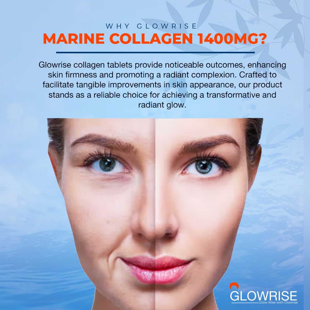 Pure Marine Collagen 120 Tablets 1400mg - Premium Blend with Hyaluronic Acid, Biotin, Vitamin C & E GLOWRISEAu supplements