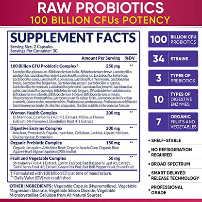 Dr. Formulated Raw Probiotics for Women 100 Billion CFUs with Prebiotics Wholesome WellnessUS supplements