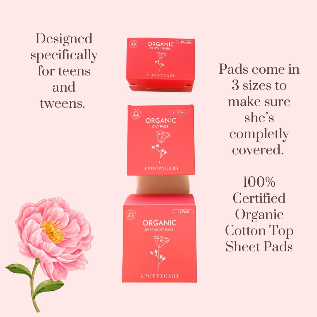 Organic 77 PC Period Kit Moon Box for Teens and Tweens - Organic Cotton Top Sheet Feminine Pads APOPPYCARYAu supplements