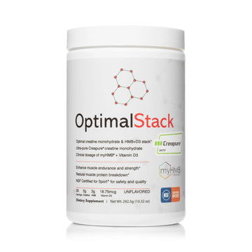 OptimalStack Creatine Monohydrate, HMB, & Vitamin D3 Stack | with Creapure Creatine, Clinical Dosage of myHMB, and Vitamin D3 | NSF for Sport Certified | Unflavored, 30 Servings OptimalAminoAu supplements
