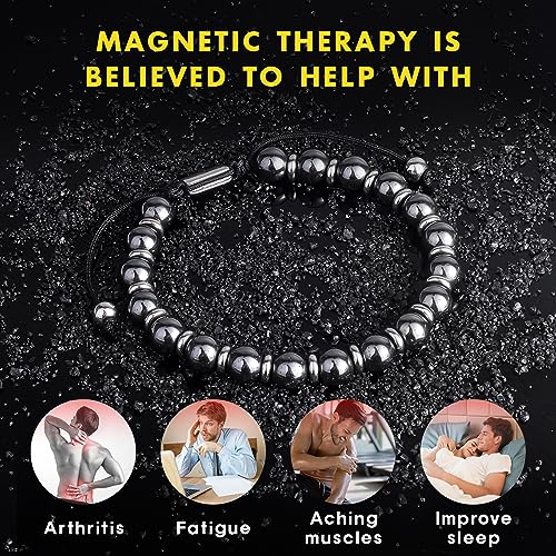 CARITATE Magnetic Hematite Bracelet for Women and Men, Healing Energy Beaded Bracelet CARITATEUS supplements