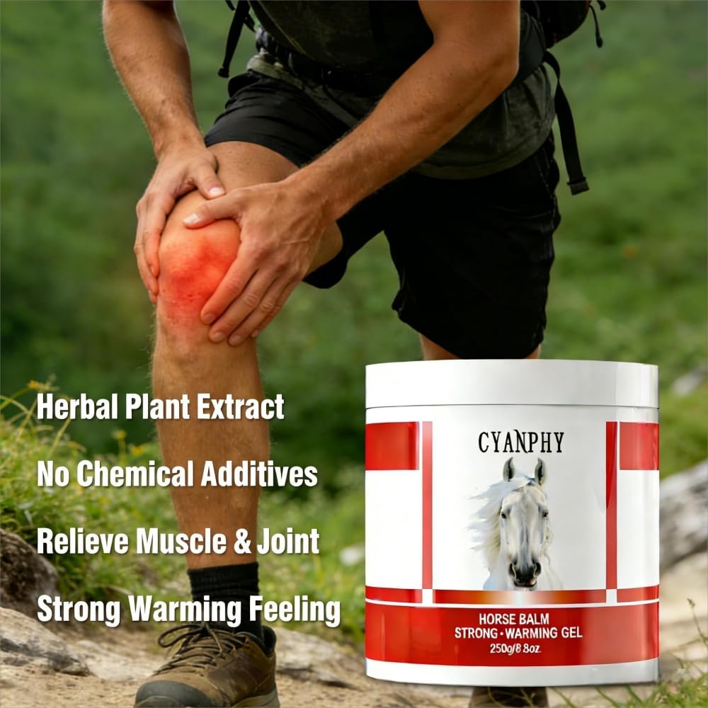 CYANPHY 250g Unisex Adult Extra Strong Horse Balm Joint Massage Cream with Fresh Scent for Muscle & Joint Massage Body for Warming Massage Gel for Hands, Feet, Legs, Knees, Waist for People CYANPHYAu supplements
