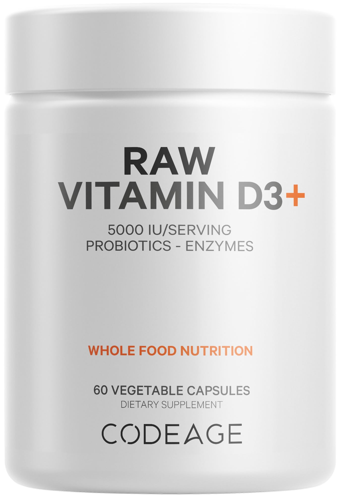 Codeage Raw Vitamin D3+ High Potency 5000 IU Supplement from Saccharomyces Cerevisiae - Raw Vitamin, Probiotics, Digestive Enzymes, Fruits & Greens - 2-Month Supply - 60 Capsules CodeageAu supplements