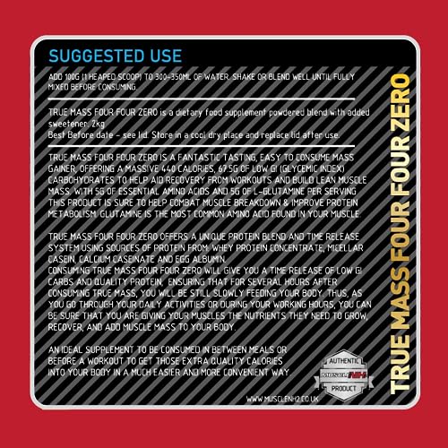 MuscleNh2 True Mass Four Four Zero Mass Gainer Protein Powder, High Calories and Protein MuscleNh2Au supplements