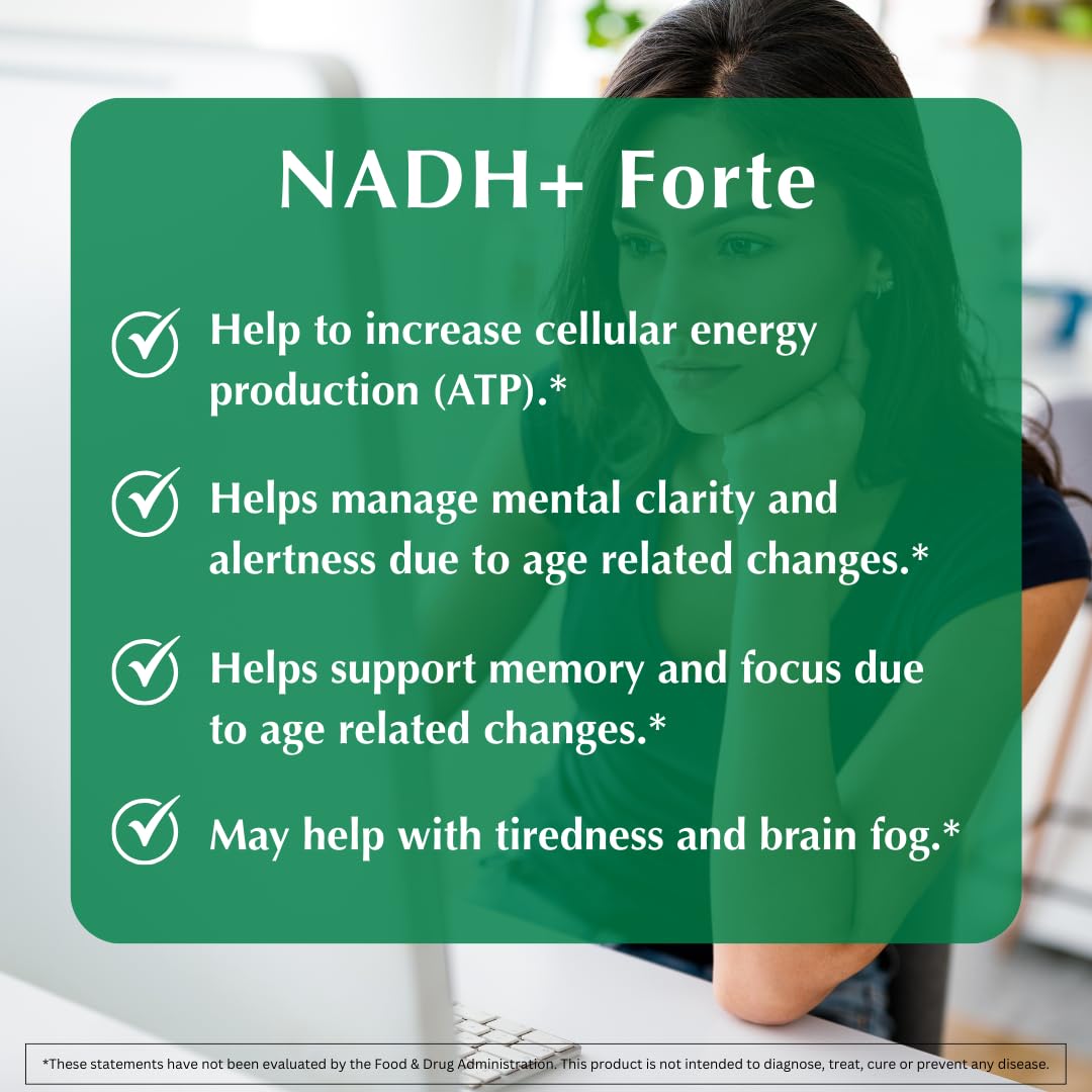 PROVITA NADH+ Forte | Cognitive Support Supplement with NADH, Coenzyme Q10 & Chlorophyll | Energy Support, Focus, Mental Clarity & Brain Health | Vegan Capsules | High Absorption Cellular Formula PROVITAAu supplements