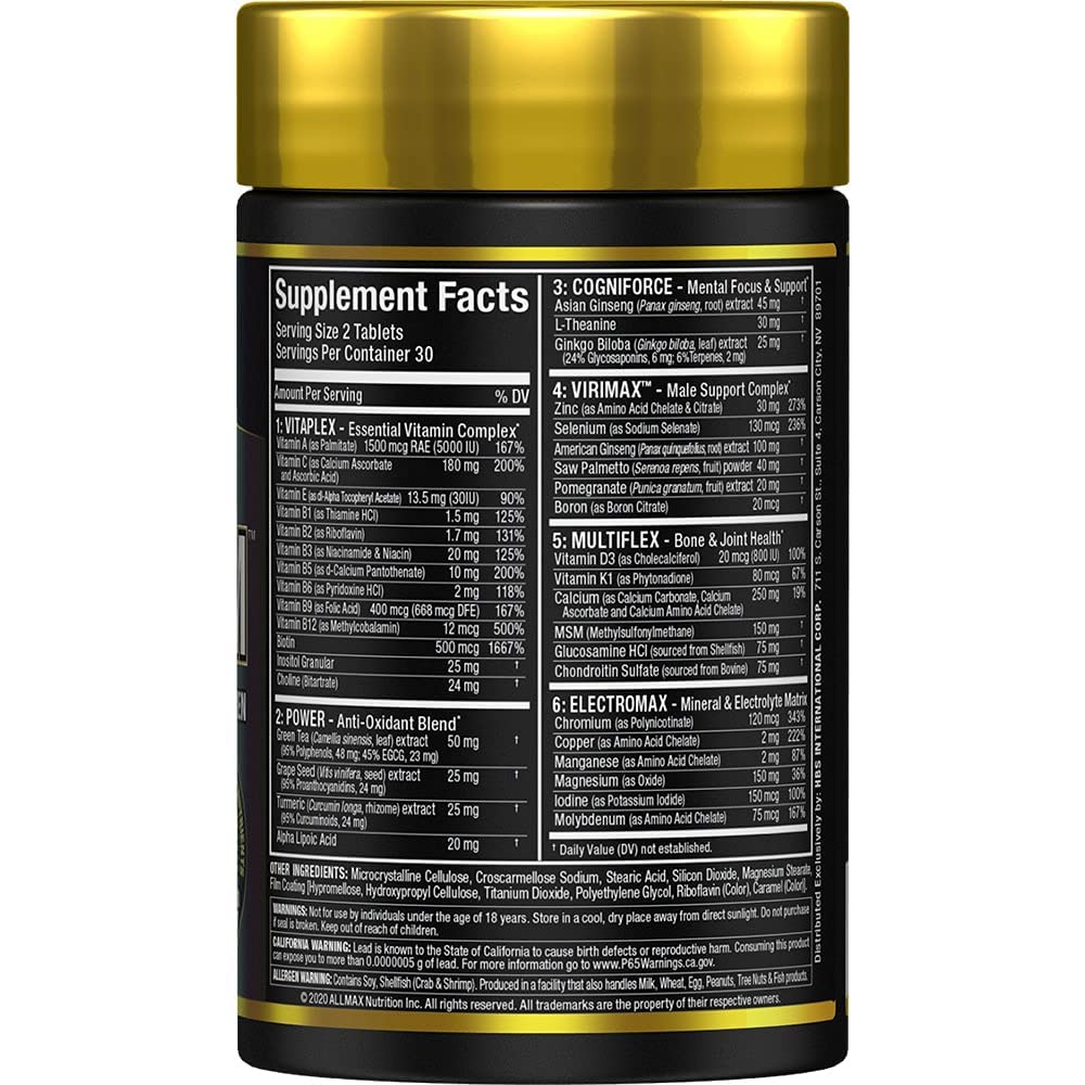 ALLMAX Nutrition Premium Vitaform, Performance Vitamin for Men, 60 Tablets ALLMAXAu supplements