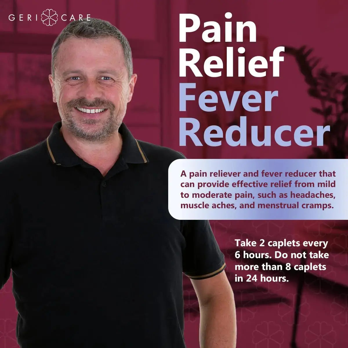 GeriCare Pain Reliever Extra Strength Caplets – 100 Count – Acetaminophen 250mg, Aspirin 250mg (NSAID), Caffeine 65mg – Powerful Triple-Action Formula for Headaches, Migraines & Minor Aches (2 Pack) GeriCareAu supplements