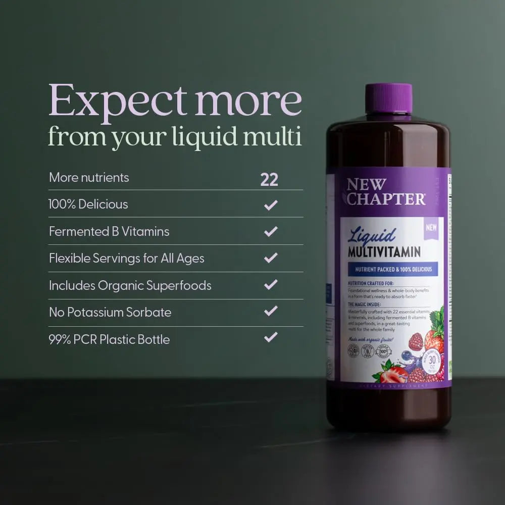 New Chapter Liquid Multivitamin + Mineral Supplement for Whole-Body Benefits, 100% Delicious Multivitamin for Adults New ChapterAu supplements