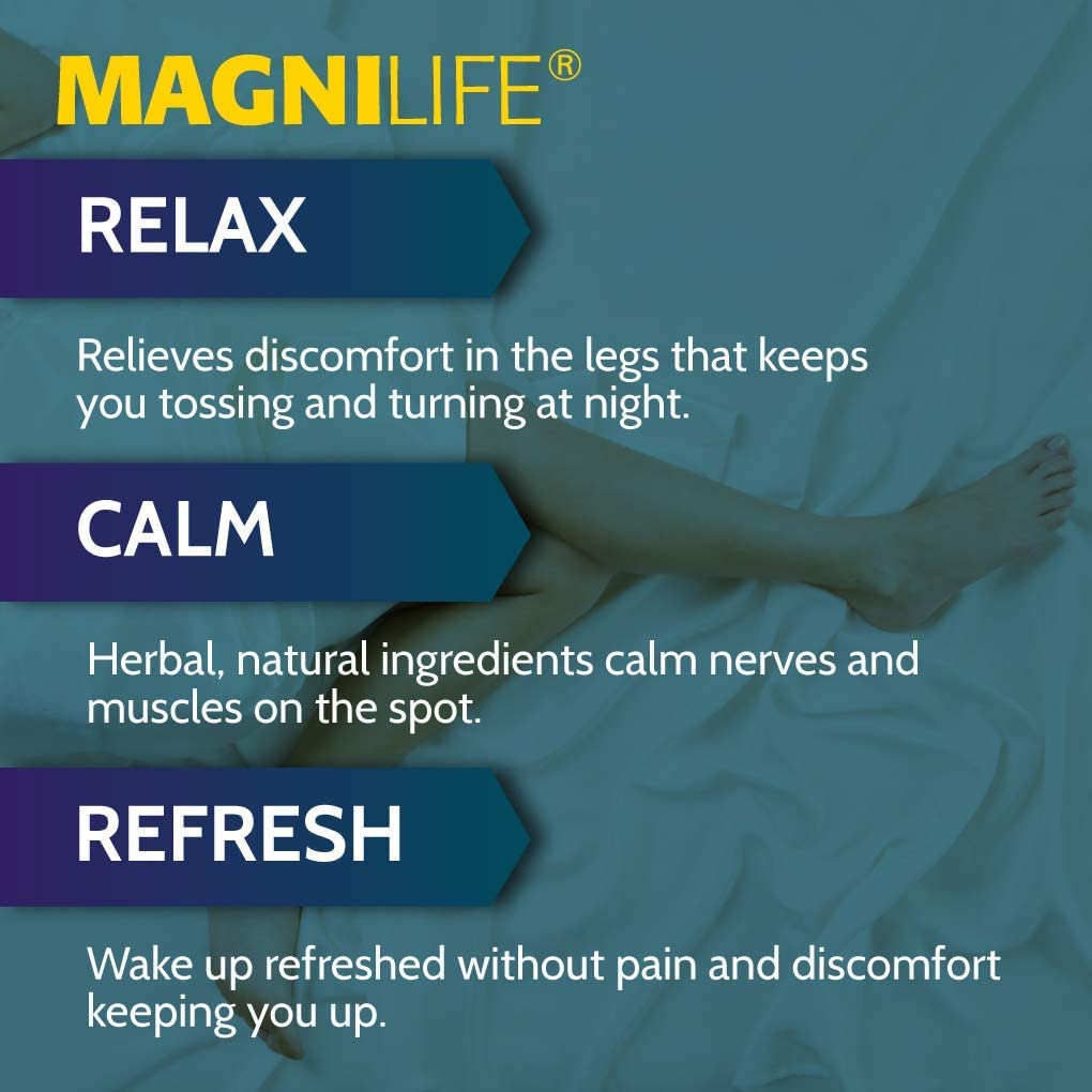 MagniLife Relaxing Leg Cream PM, 4 Oz, Homeopathic Nighttime Pain Reliever & Sleep Aid with Lavender & Magnesium, Non-Greasy Deep Penetrating Cream for Restless Legs & Discomfort MagniLifeAu supplements