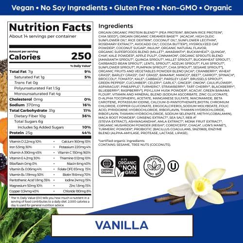 Orgain Organic Perfect Meal Replacement Protein Powder, Vanilla - 25g Plant Based Protein OrgainUS supplements