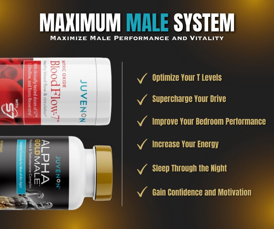 Juvenon Maximum Male BloodFlow-7 Nitric Oxide Supplement with Nitrosigine + Alpha Gold Male JuvenonAu supplements