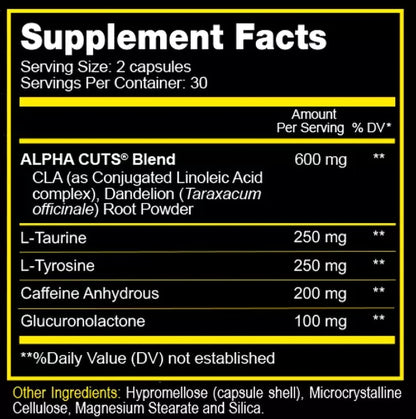 ALPHA CUTS Capsules Fat Burner Thermogenic Men Women Pre Cardio Workout Weight Loss ALPHA CUTSUS supplements