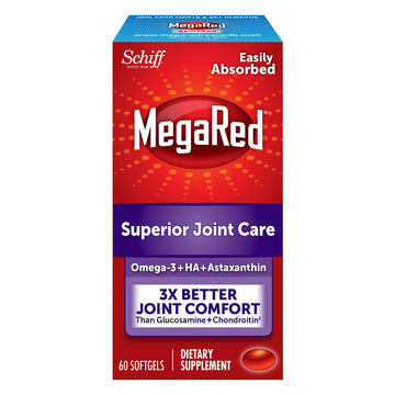 Omega-3 Krill Oil and Joint Supplement - Megared Joint Care 60 softgels - EPA/DHA fatty acids, Antioxidants, Hyaluronic acid, No fishy burp aftertaste as with Fish Oil MegaRedAu supplements