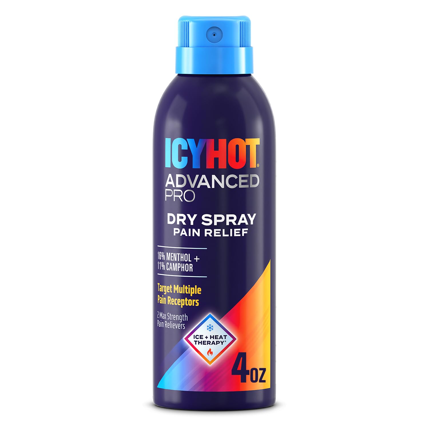 Icy Hot Advanced PRO Pain Relief Dry Spray, Fast-Acting and Quick-Drying Formula, Max Strength Pain Relief with Menthol 16% and Camphor 11% for Backaches, Joints, Muscle Strains and Arthritis, 4 oz Icy HotAu supplements