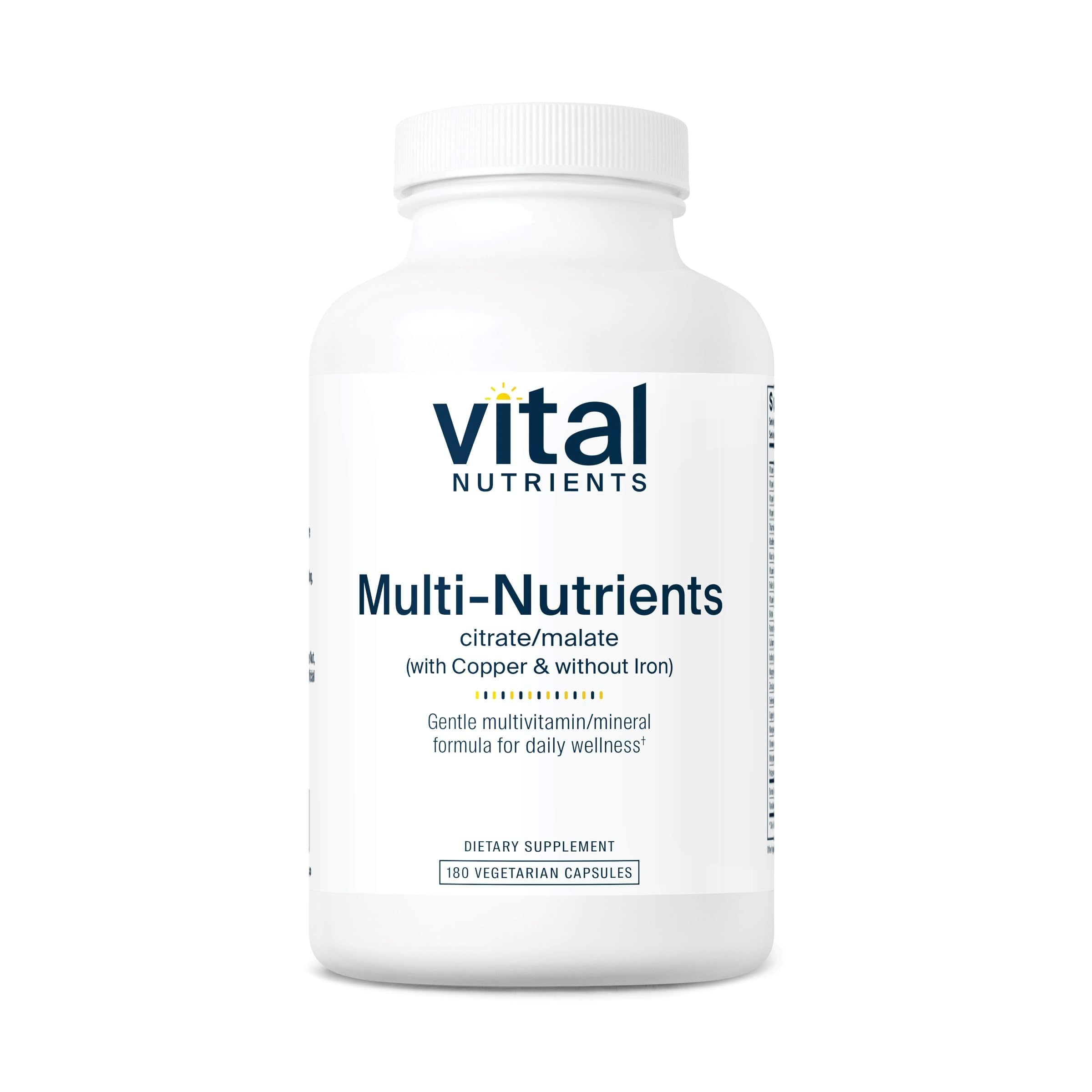 Vital Nutrients - Multi-Nutrients 2 - Citrate/Malate Formula (with Copper and Without Iron) - Multi-Vitamin/Mineral, Potent Antioxidants, Gentle Bioavailable Form - 180 Vegetarian Capsules per Bottle Vital NutrientsAu supplements