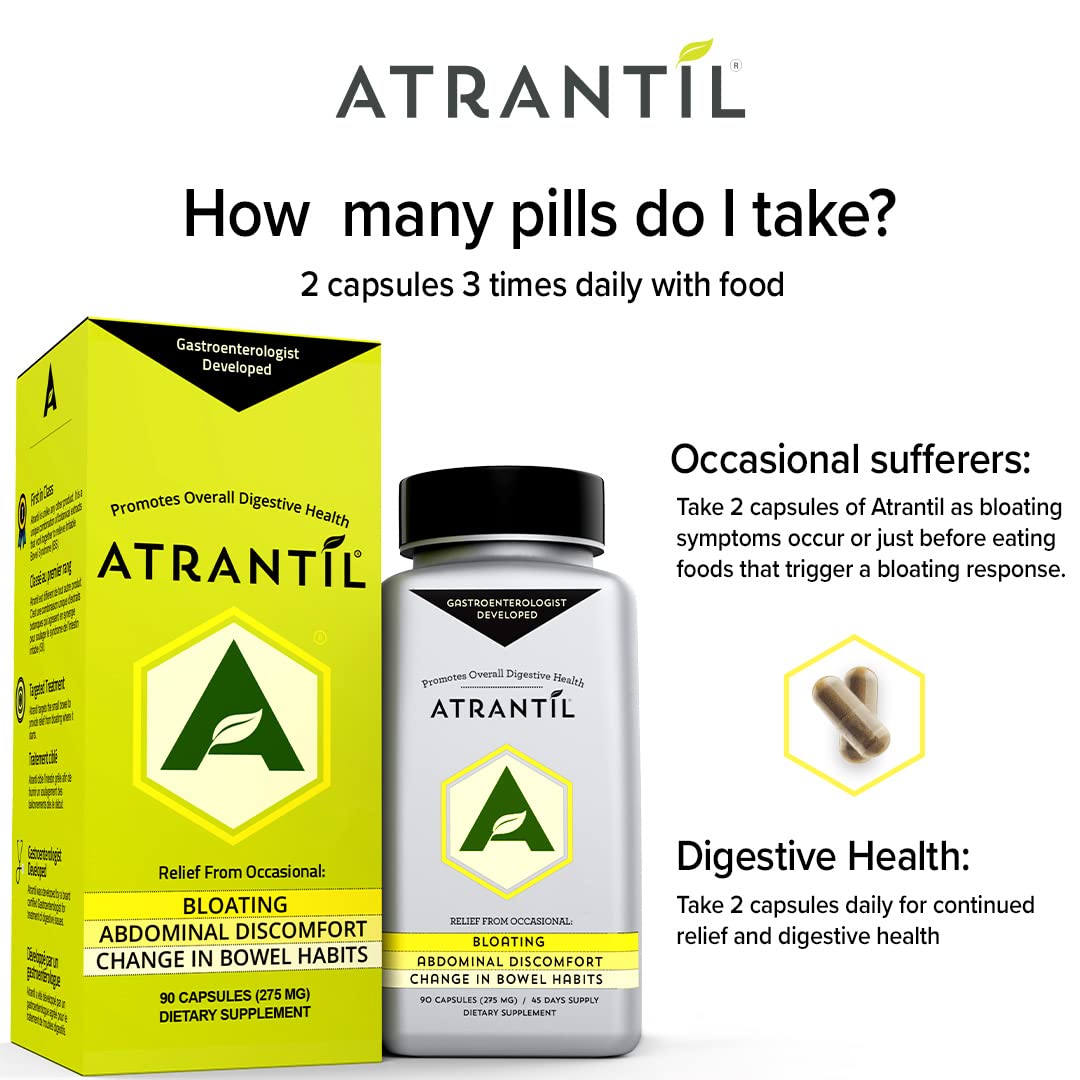 Atrantil 90 Capsules-Antioxidant Packed Polyphenol for Bloating and Gas Relief, Abdominal Discomfort, Constipation, Diarrhea, Postbiotic, Change in Bowel Habits and Everyday Digestive Health. AtrantilAu supplements