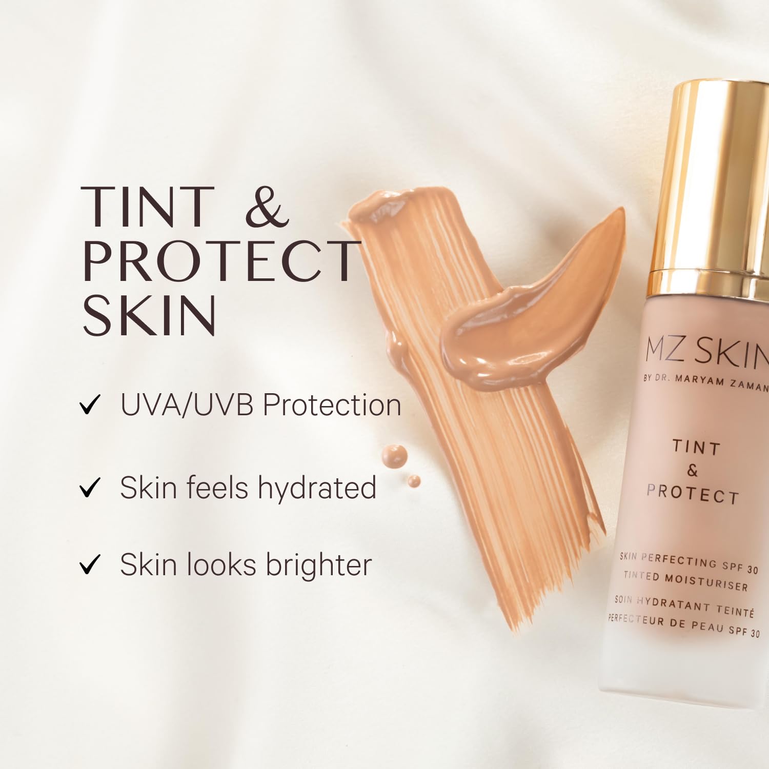 MZ SKIN Tint & Protect Skin Perfecting SPF 30 Tinted Moisturiser 1.01 fl oz | Broad Spectrum UVA/UVB | With Hyaluronic Acid, Kahai Nut Oil & Vitamin C MZ SKIN BY MARYAM ZAMANI MDAu supplements