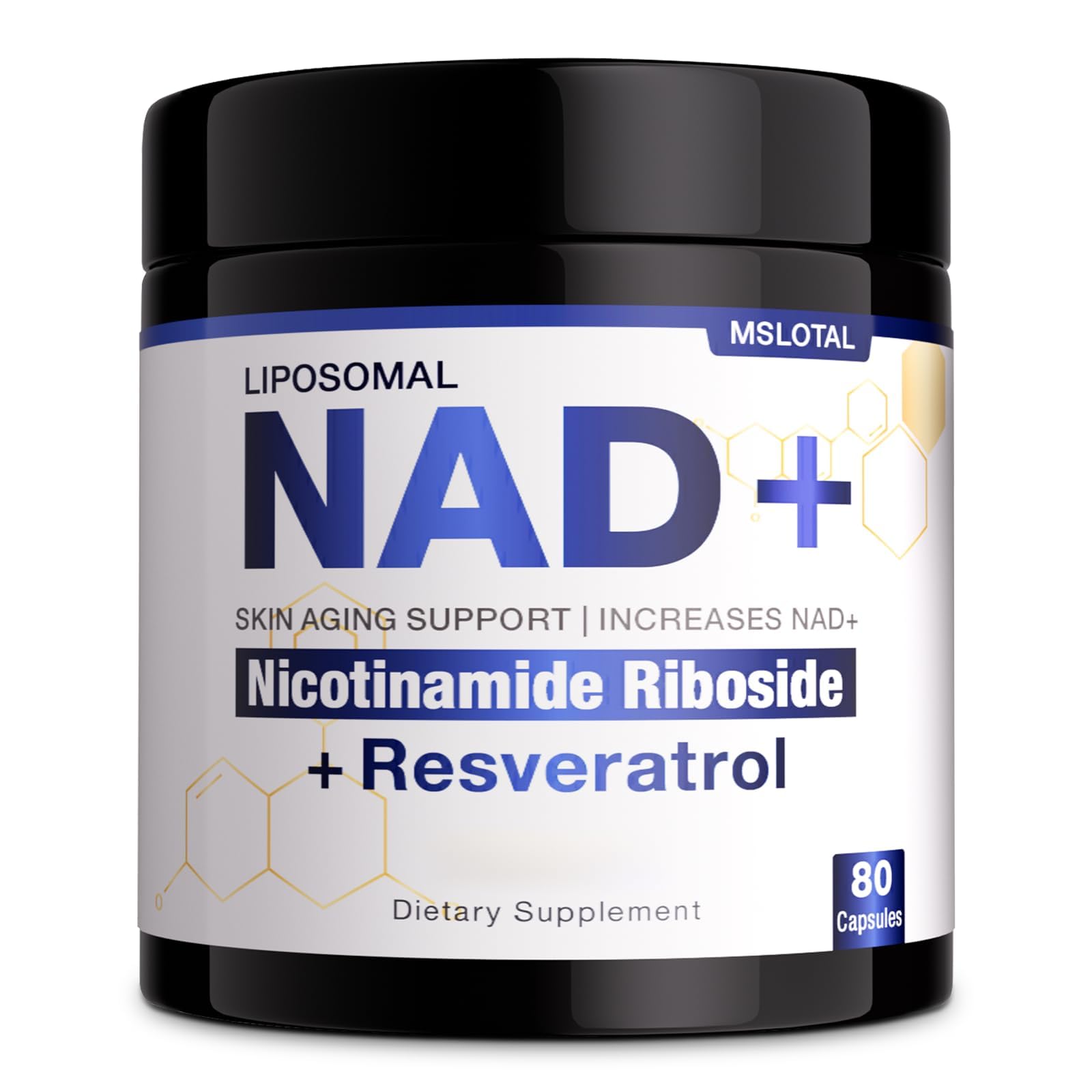 NAD+ Supplement - NAD Nicotinamide Riboside Resveratrol NAD Supplement 1000mg Pure Organic for Women and Men Anti-Aging, Energy, Focus, 80 Capsules MSLOTALAu supplements