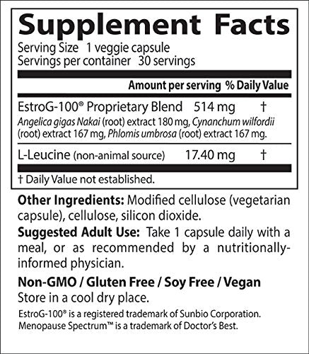 Doctors Best Menopause Spectrum, Broad Spectrum Menopausal Support, Non-GMO, Gluten Free, Soy Free, Vegan 30 Veggie Caps Doctor's BESTAu supplements