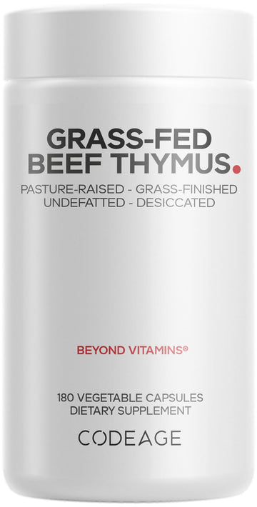 Codeage Grass Fed Beef Thymus Supplement Superfood, Freeze Dried, Non-Defatted, Desiccated Thymus & Liver Pills, Glandulars Meat, Pasture Raised Beef Vitamins, Non-GMO, 180 Capsules CodeageAu supplements