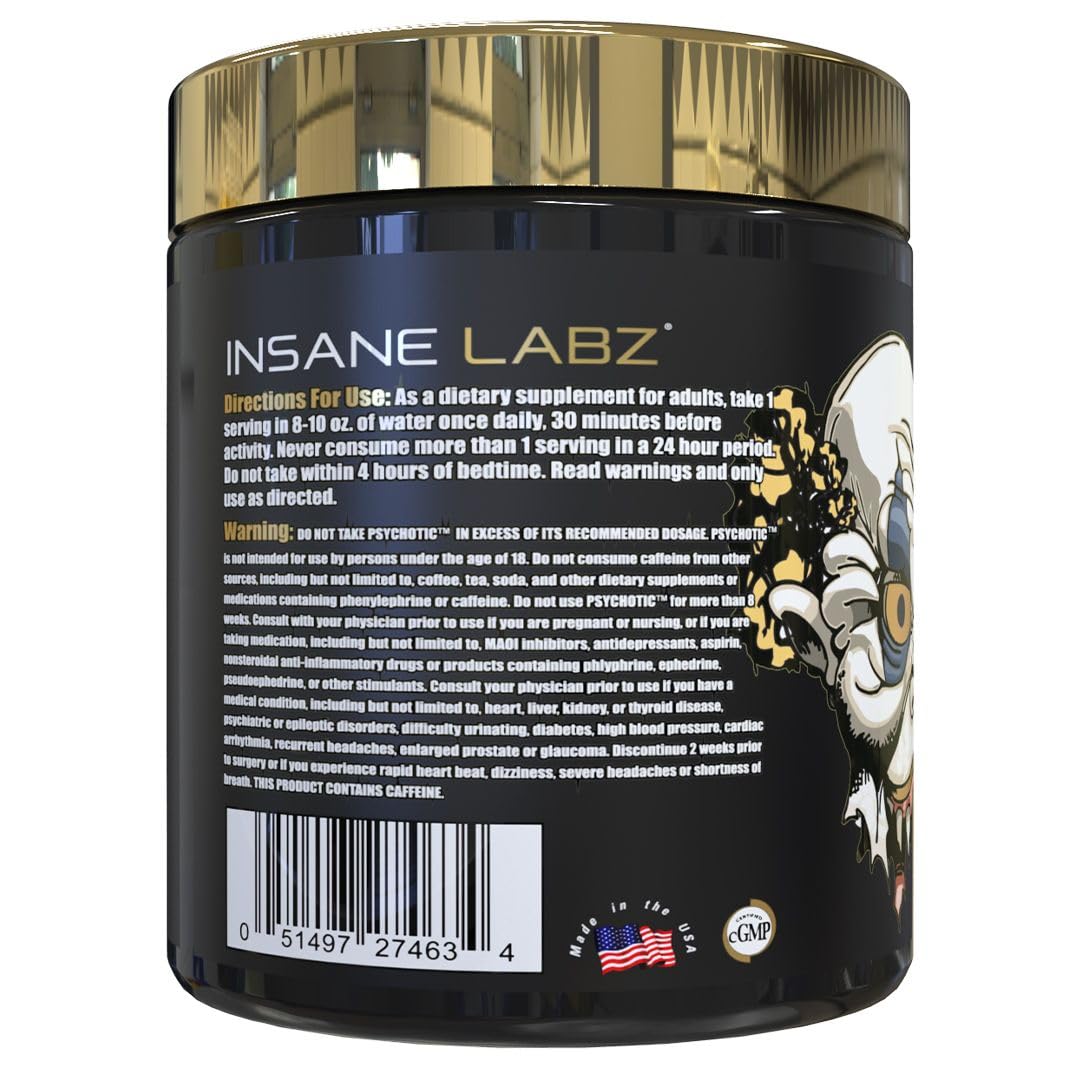 Insane Labz Psychotic Gold, High Stim Pre Workout Powder, Extreme Lasting Energy Insane LabzUS supplements