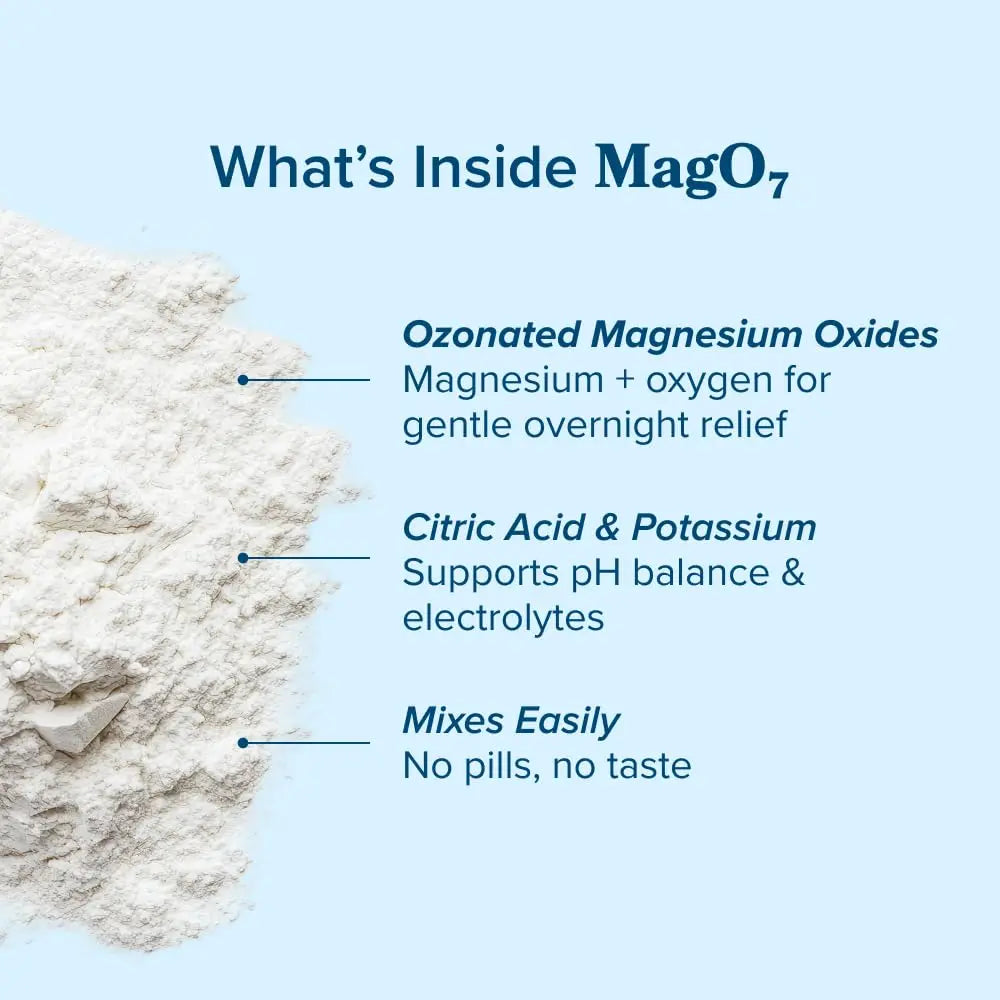 nbpure MagO7 - Natural Colon Cleanse & Detox Powder - Occasional Constipation Relief, Stool Softener, & Bloating Support for Men & Women - Ozonated Magnesium Oxide, 150 Gram nbpurenz supplements