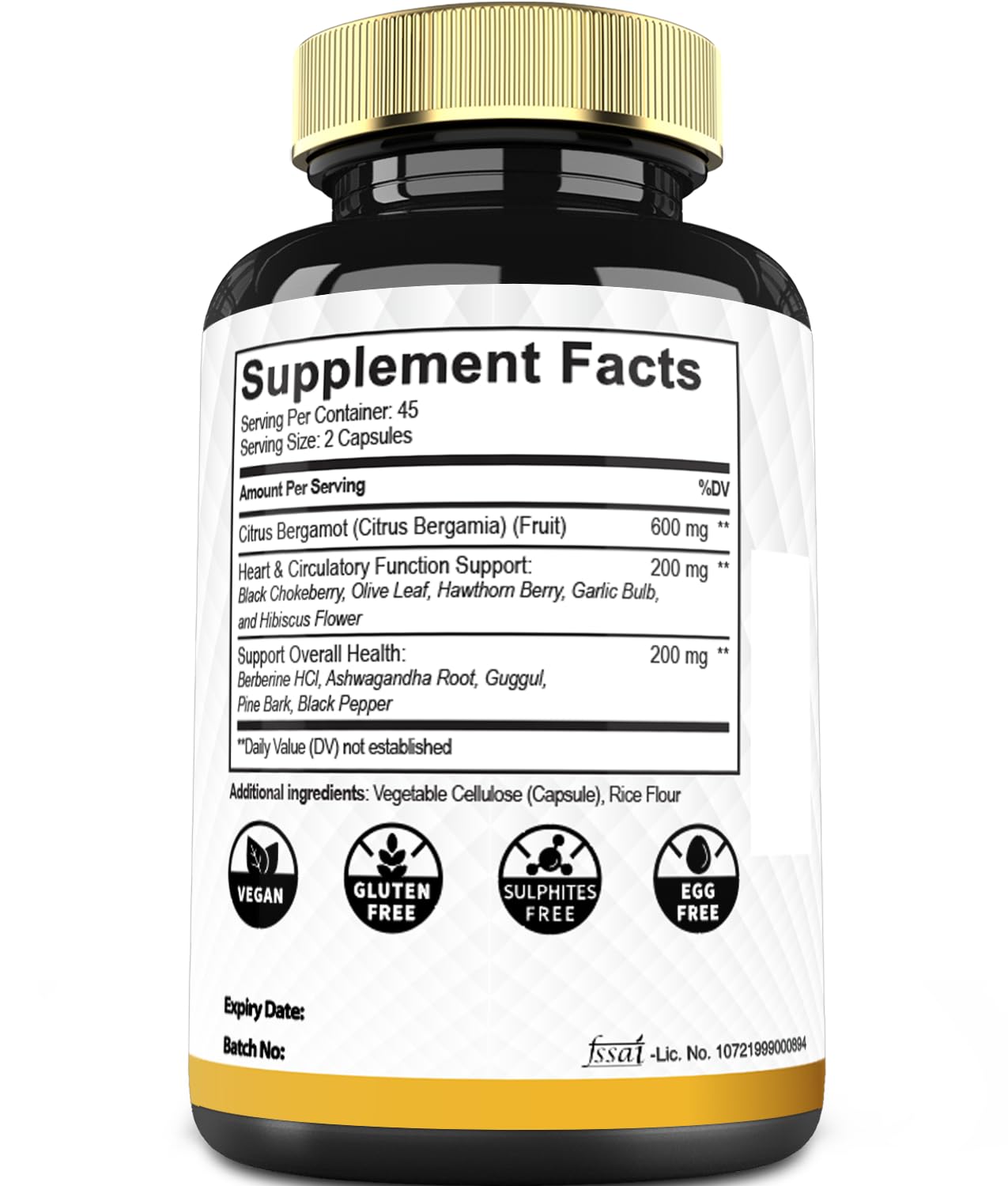 Mecisco 11 in 1 Citrus Bergamot Supplement 1000mg with Black Chokeberry, Berberine HCl & More - 90 Capsules - Supports Heart Health, Immune System, Energy Production MeciscoAu supplements