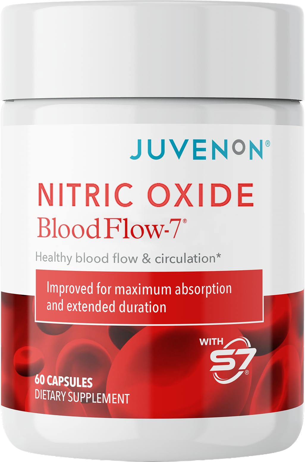 Juvenon BloodFlow-7 Nitric Oxide Supplements for Men & Women - Natural Nitric Oxide Booster with Nitrosigine® + S7® - Blood Flow & Circulation Support (1-Pack) JuvenonAu supplements