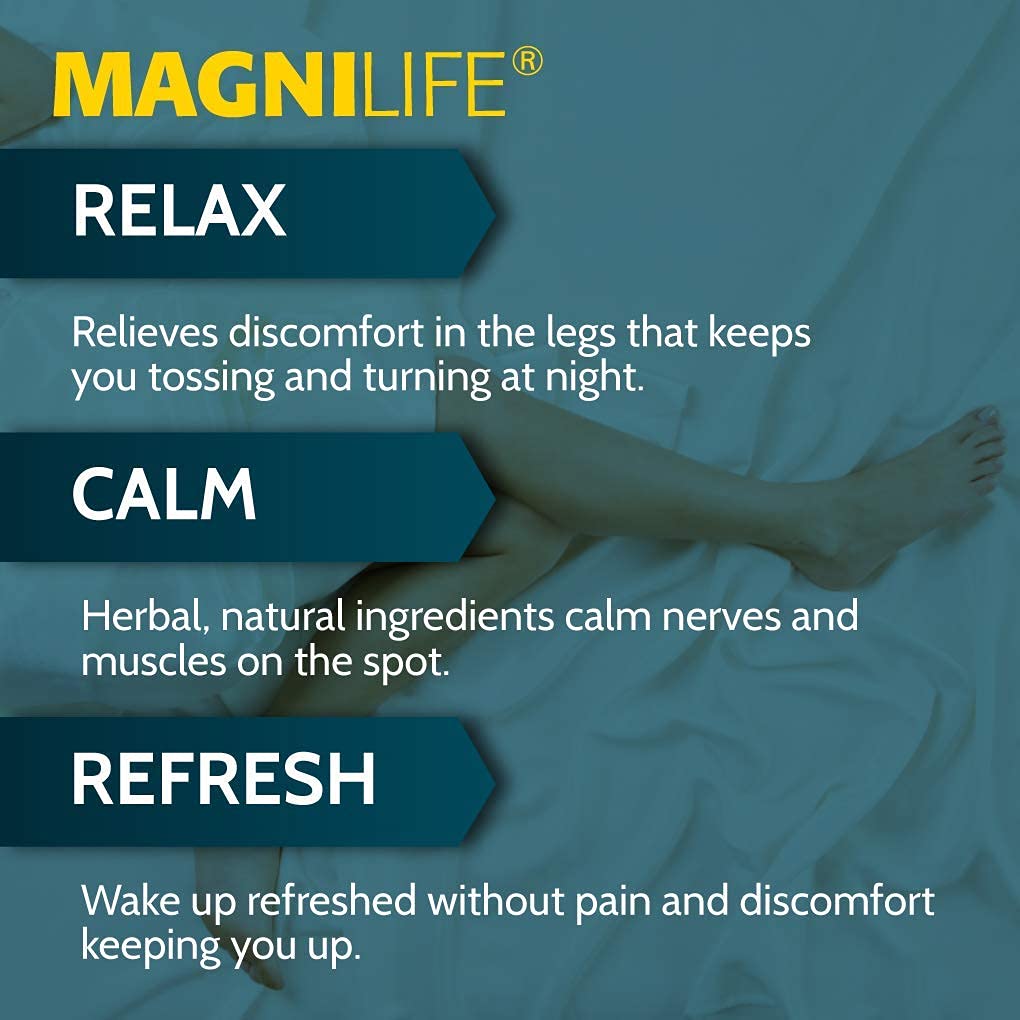 MagniLife Relaxing Leg Cream, Restless Legs, Deep Penetrating Topical for Pain, Naturally Soothe Cramping, Discomfort, and Tossing with Lavender and Magnesium - 4oz MagniLifeAu supplements